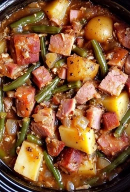 Crockpot Ham Green Beans and Potatoes